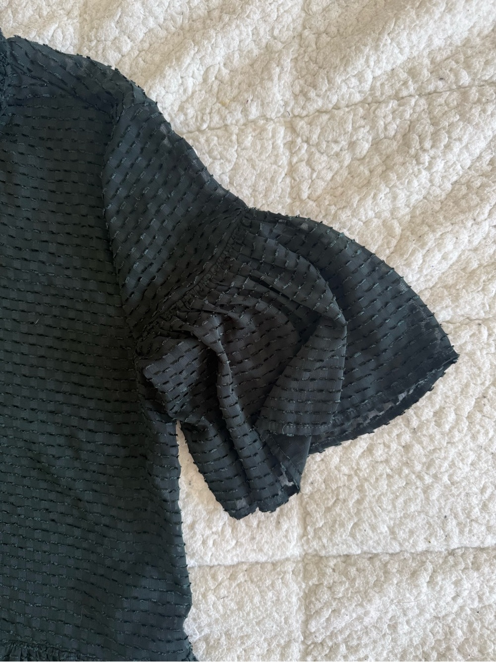 H&M Green Ruffled High-Neck Puff Sleeve Tunic - Picture 3 of 7